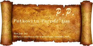 Petkovits Perpétua névjegykártya